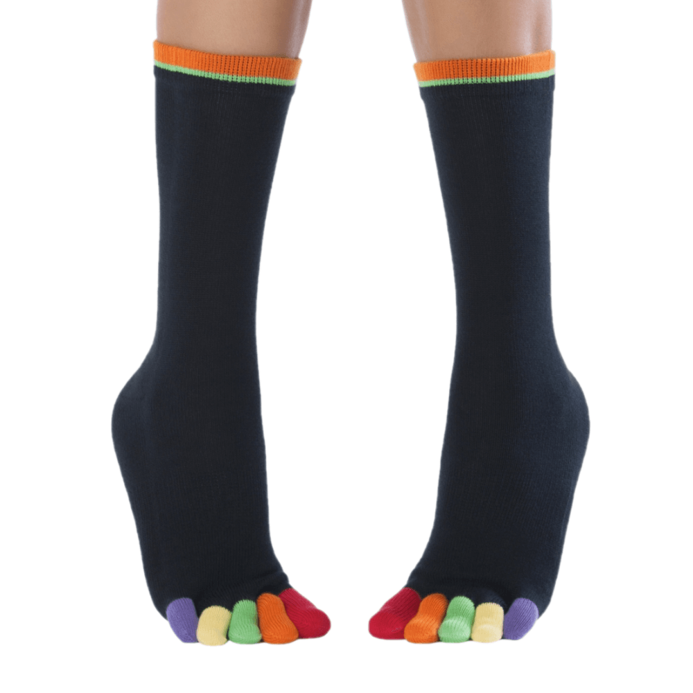 Knitido Kuitlange sokken met kleurrijke tenen van 95% katoen, Happy Toes