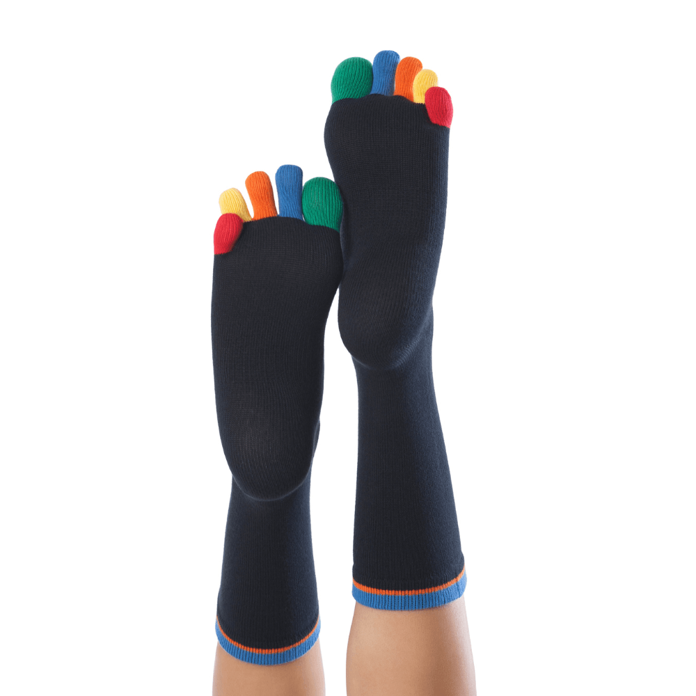 Knitido Kuitlange sokken met kleurrijke tenen in 95% katoen, Crayon Angels