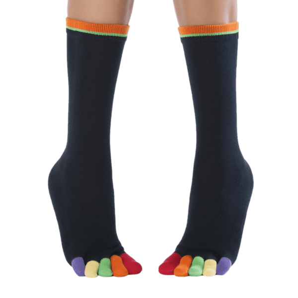 Knitido Wadenlange Socken mit bunten Zehen aus 95% in Baumwolle, Happy Toes