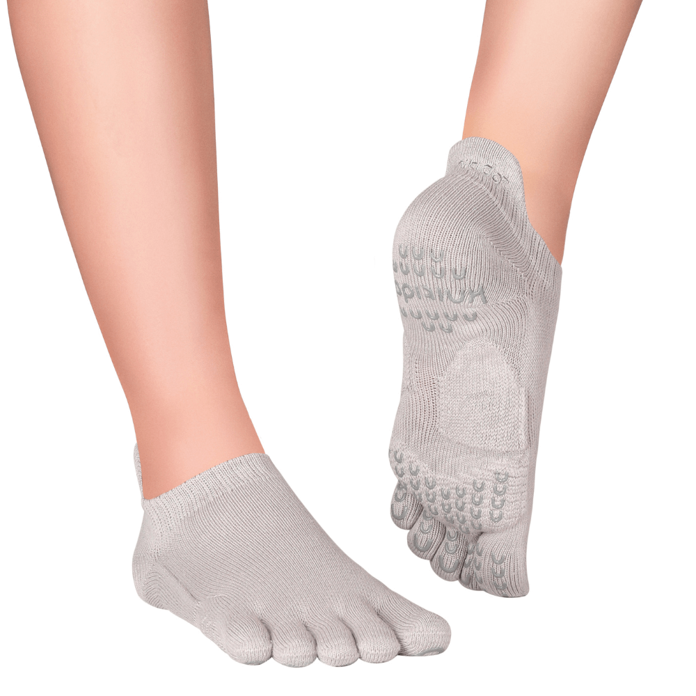 Knitido Plus chaussettes à orteils pour le Pilates et le yoga avec coussinets et grip pour un meilleur équilibre