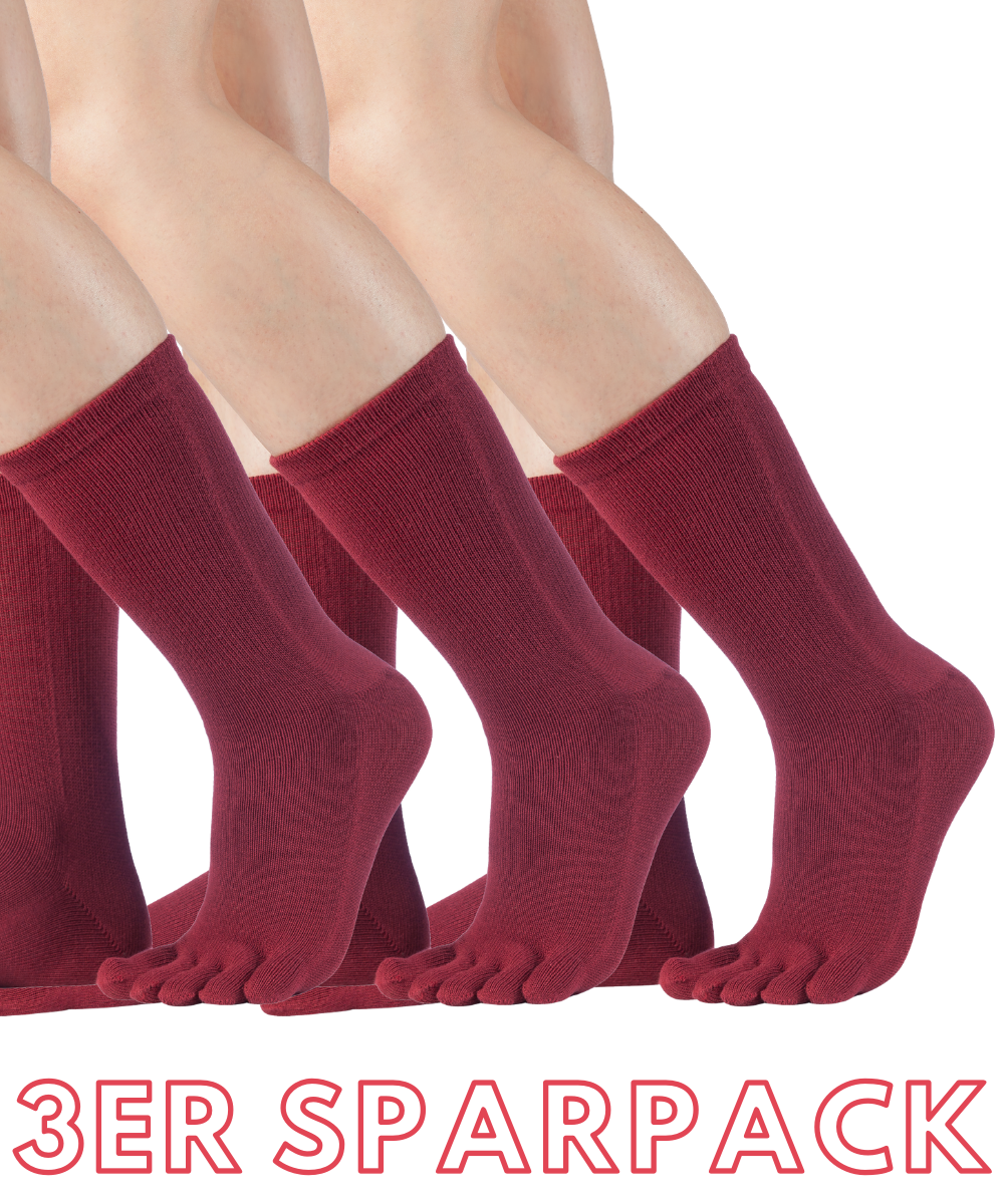 Knitido ESSENTIALS WADENLANGE TOE SOCKS from cotton for everyday life in wine red