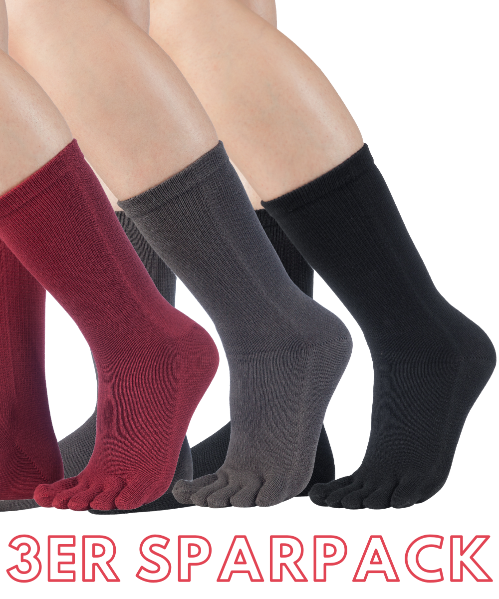 Knitido ESSENTIALS WADENLANGE chaussettes à orteils en coton pour le quotidien en noir, gris et bordeaux