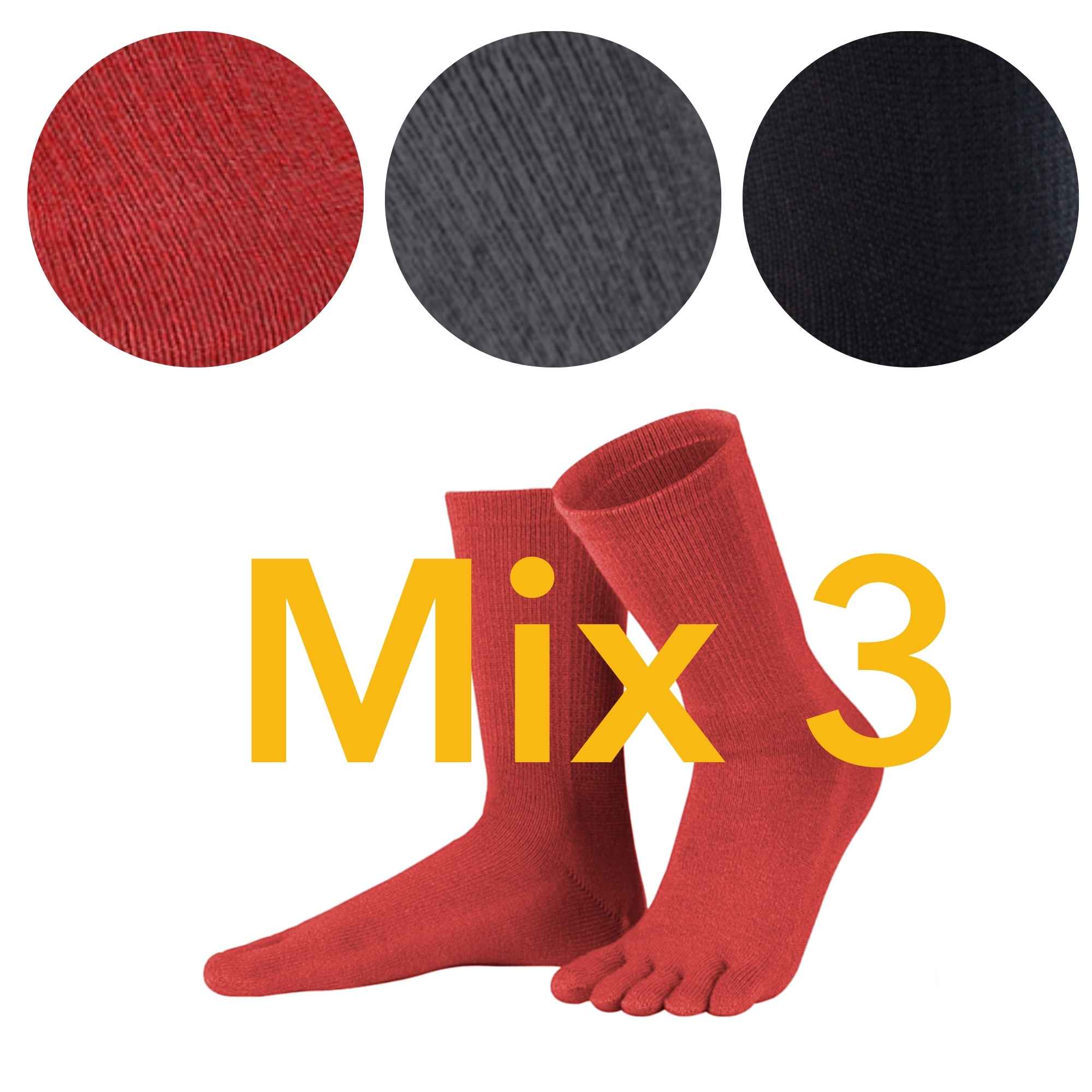 Pack économique de 3 pièces Knitido Cotton & Merino  Melange chaussettes à orteils - Knitido®.