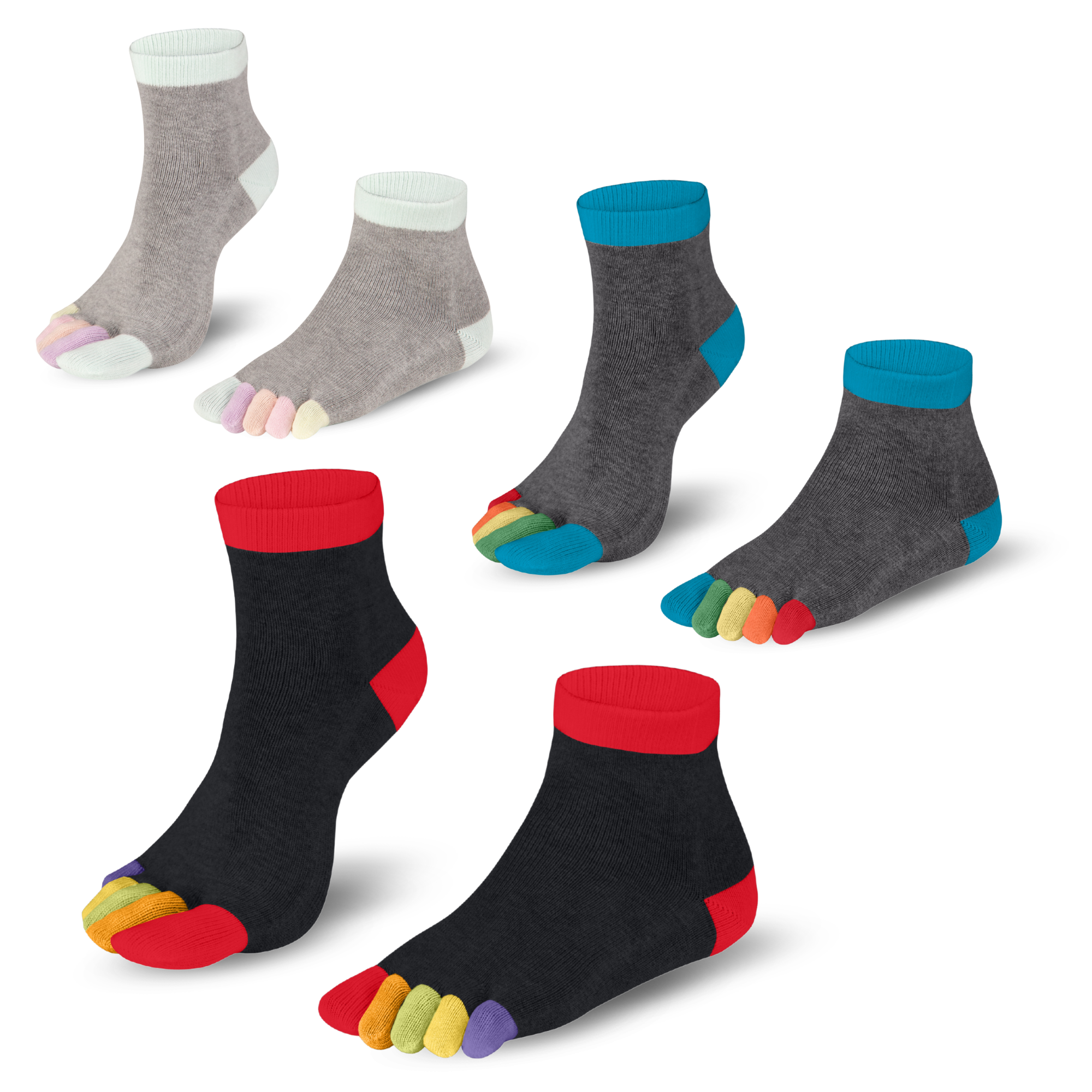 voordeelverpakking van 3: Rainbows korte sokken in remix - Knitido®