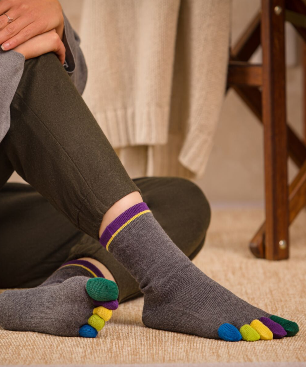 Knitido Rainbows, 3er Mixpack coloré chaussettes à orteils longueur mi-mollet - Knitido