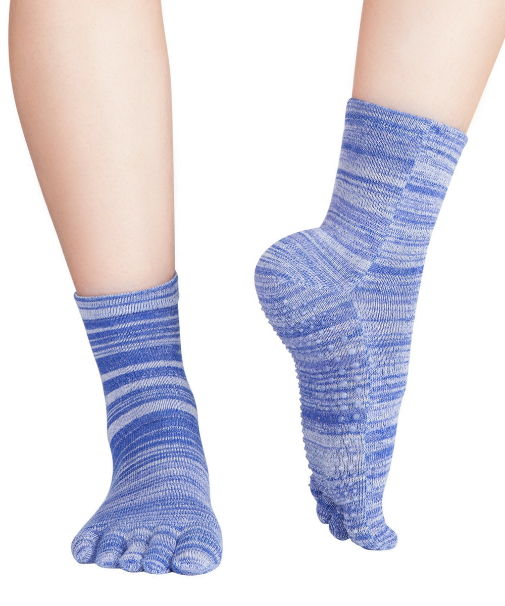 Knitido Wellness Massage chaussettes à orteils avec picots de massage en silicone sur la semelle : bleu chiné
