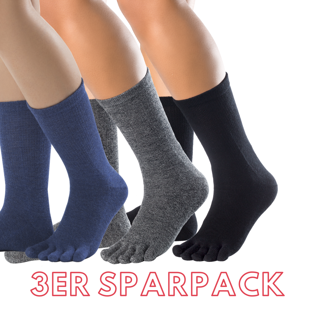 3-Pack Knitido Cotton & Merino Melange Toe Socks