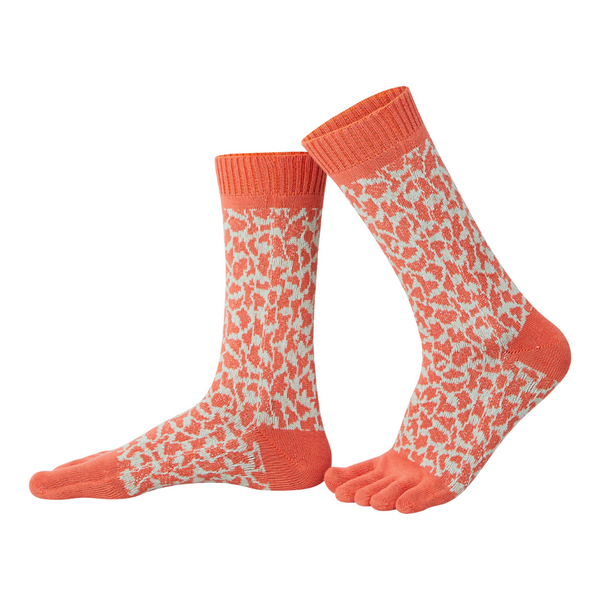 Trailer Garden Leopard chaussettes à orteils orange/vert clair