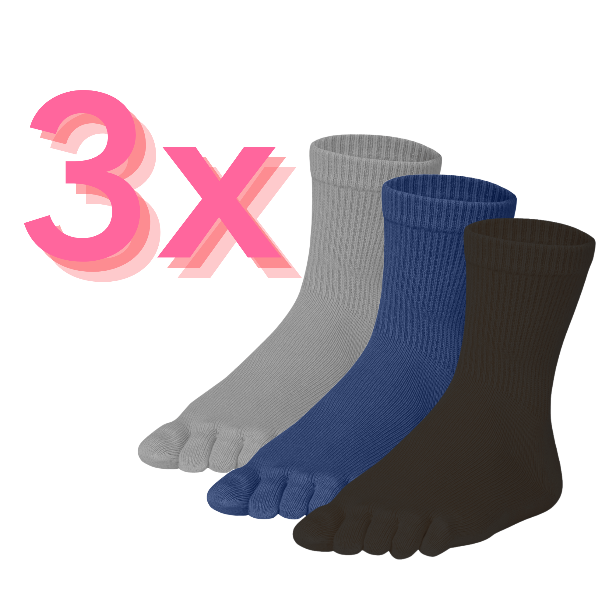 Lot économique de 3 Essentials Relax, longueur mollet confortchaussettes à orteils