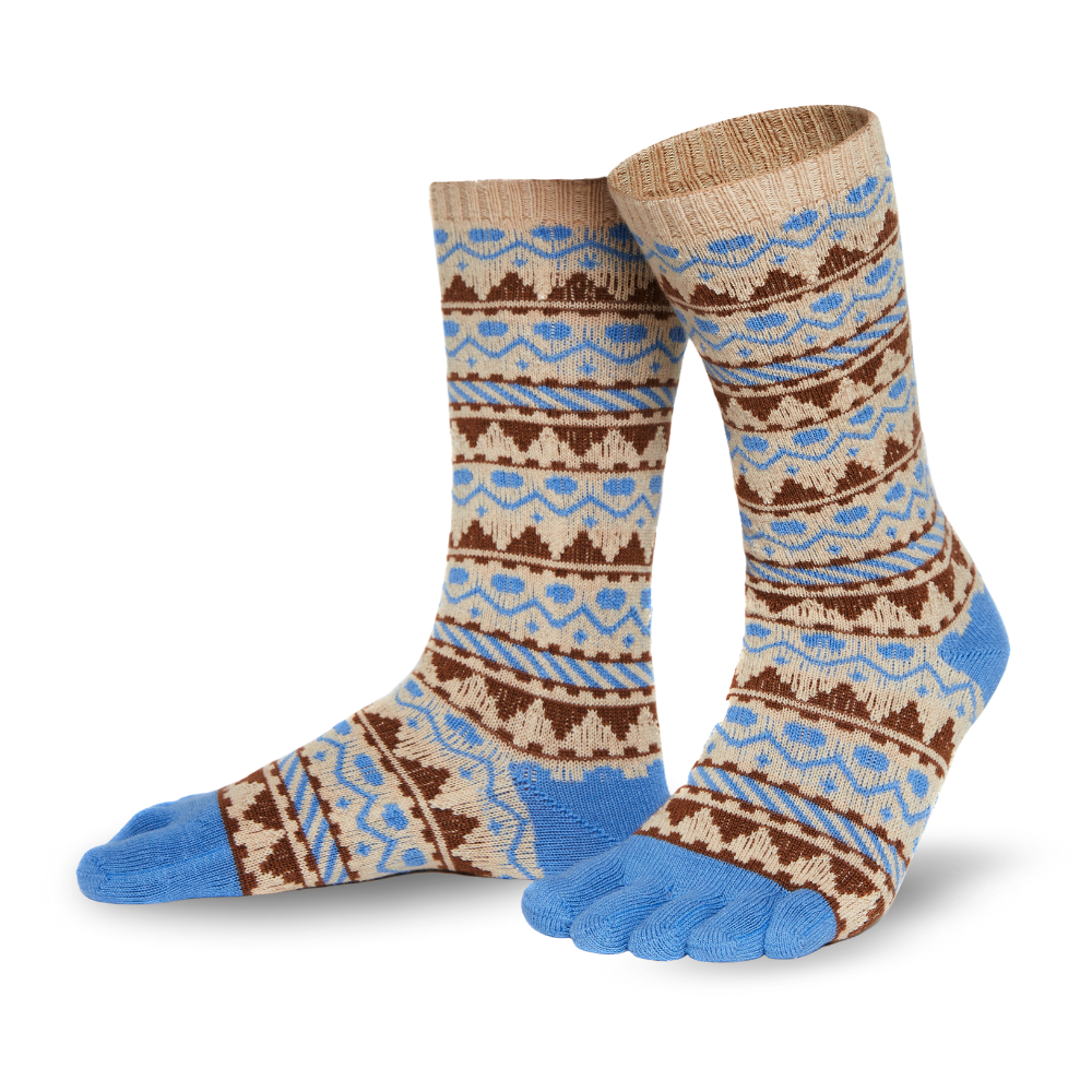 BIWA ULL Tople nogavice z vzorcem iz bombaža in merino volne