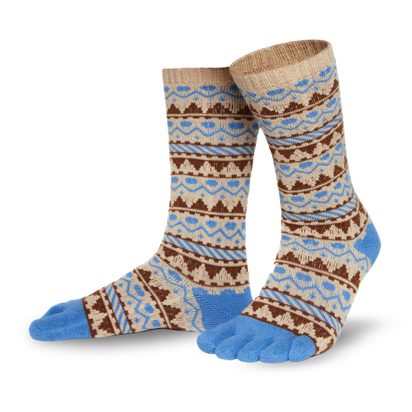 BIWA ULL Warme Zehensocken mit Muster aus Baumwolle und Merinowolle