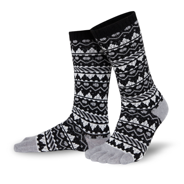 BIWA ULL Warm toe socks with pattern from cotton and merino wool
