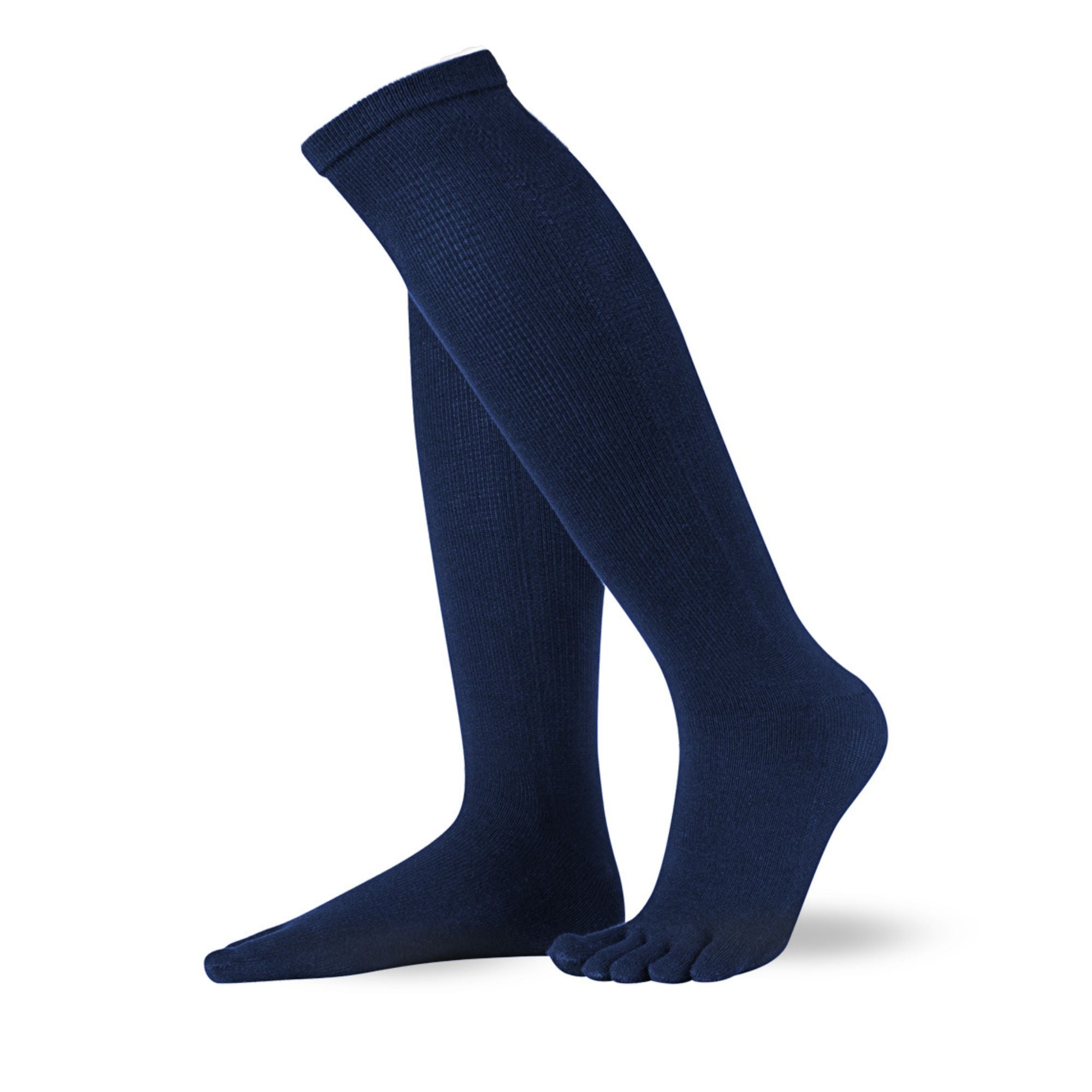 Knitido Essentials toe stockings (cotton) knee-length from the side in Navy