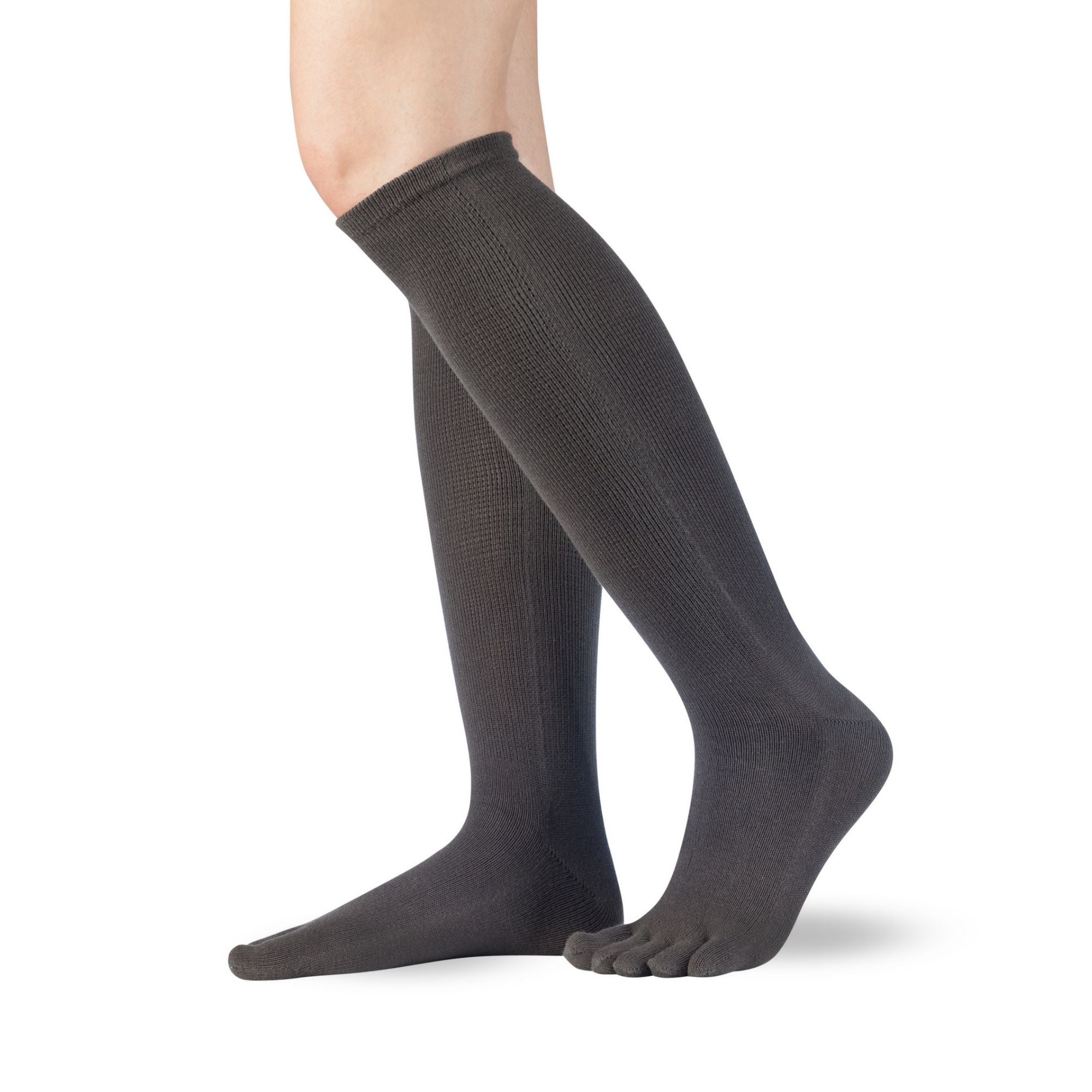 Knitido Essentials toe stockings (cotton) knee-length from the side in gray