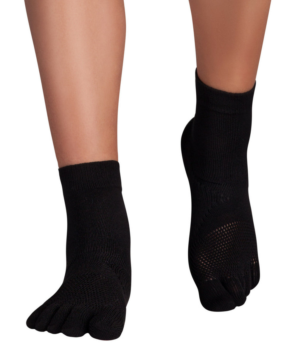Knitido SPORT-chaussettes à orteils LONGUES DURÉES AVEC GRIP, ARCH SUPPORT ET ÉQUIPEMENT NATUREL OFFRANT en noir