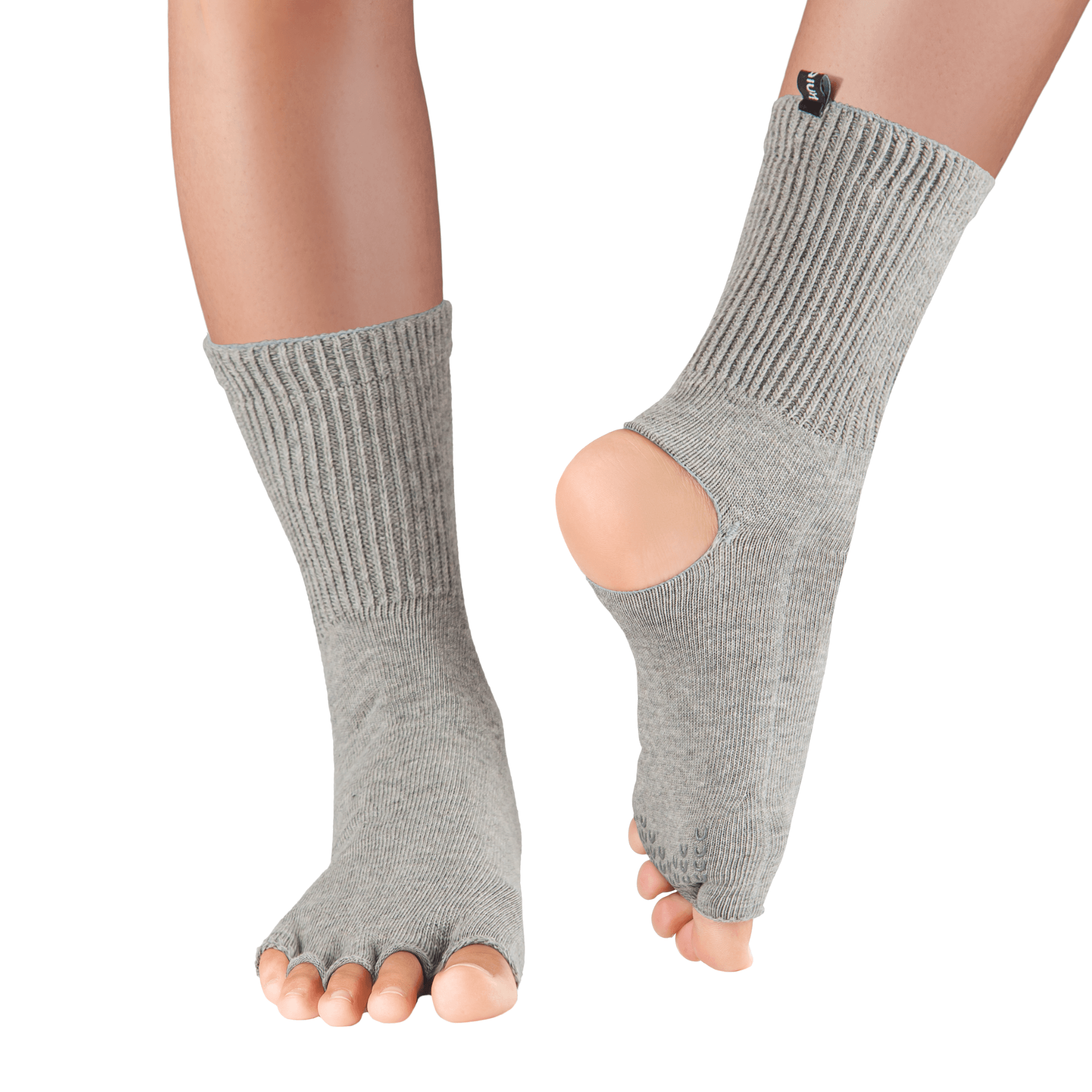 Knitido Manchettes de yoga chaussettes à orteils en coton bio gris