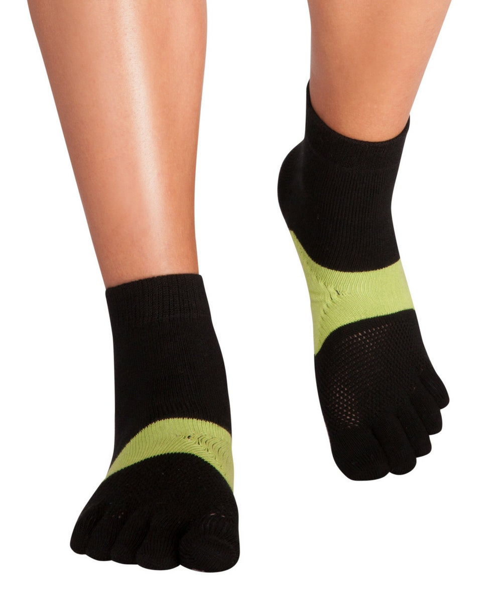 Knitido Marathon calze con dita per lo sport e la corsa su lunghe distanze - nero / verde