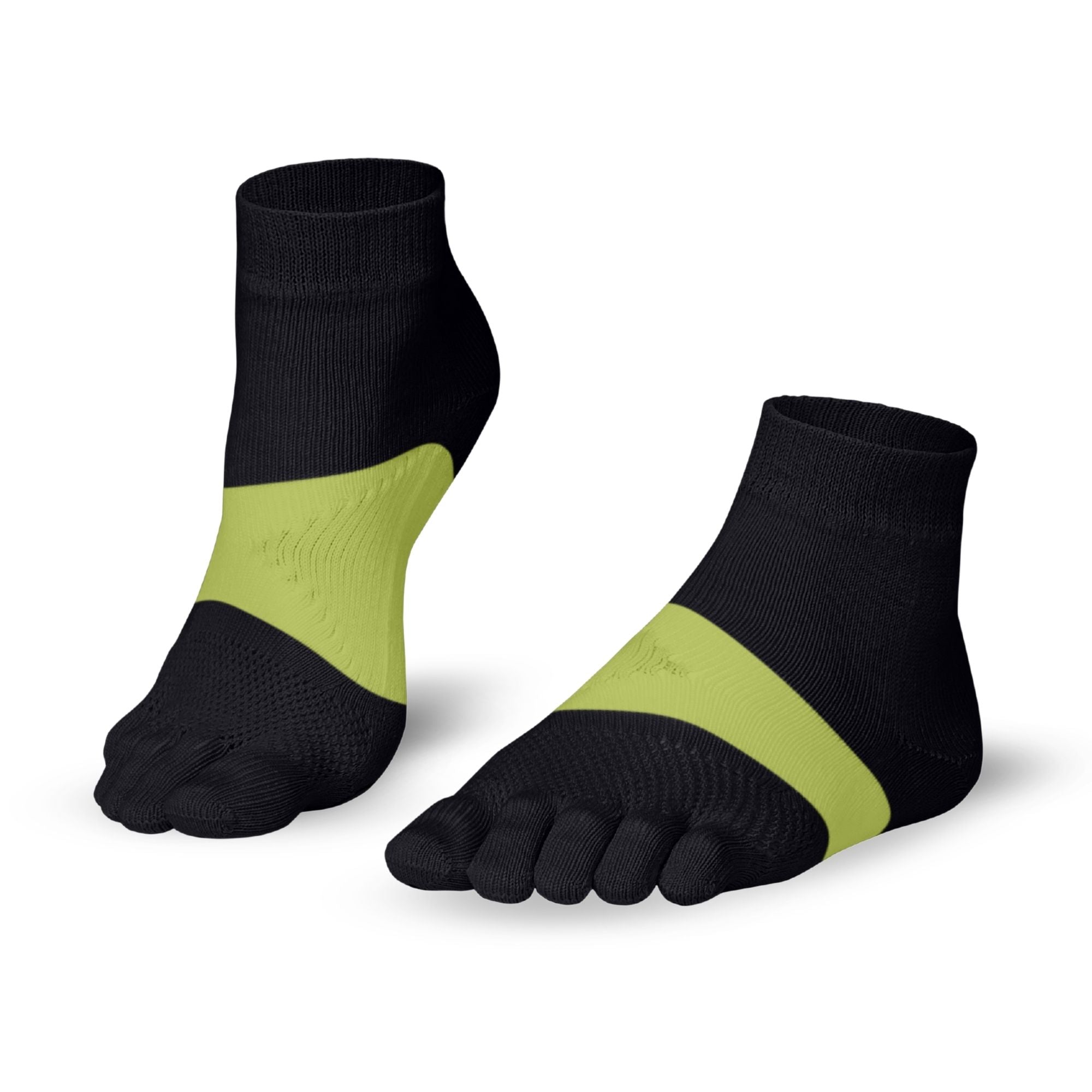 Knitido Marathon chaussettes à orteils pour le sport et les courses de longue distance - noir / vert