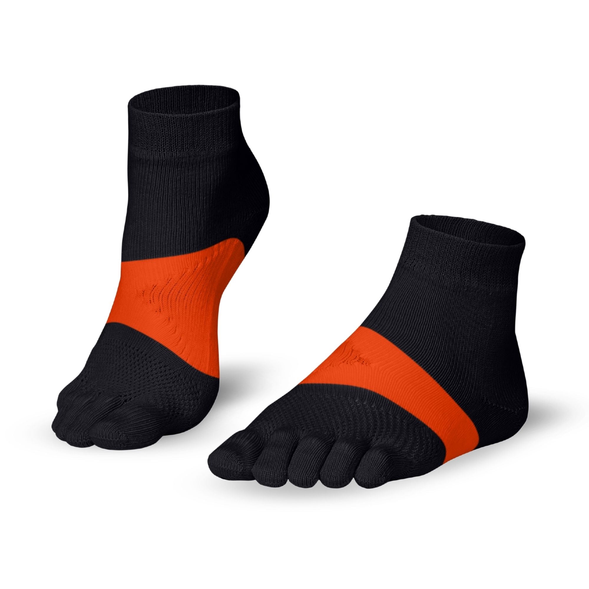 Knitido Marathon chaussettes à orteils pour le sport et les courses de longue distance - gris / orange
