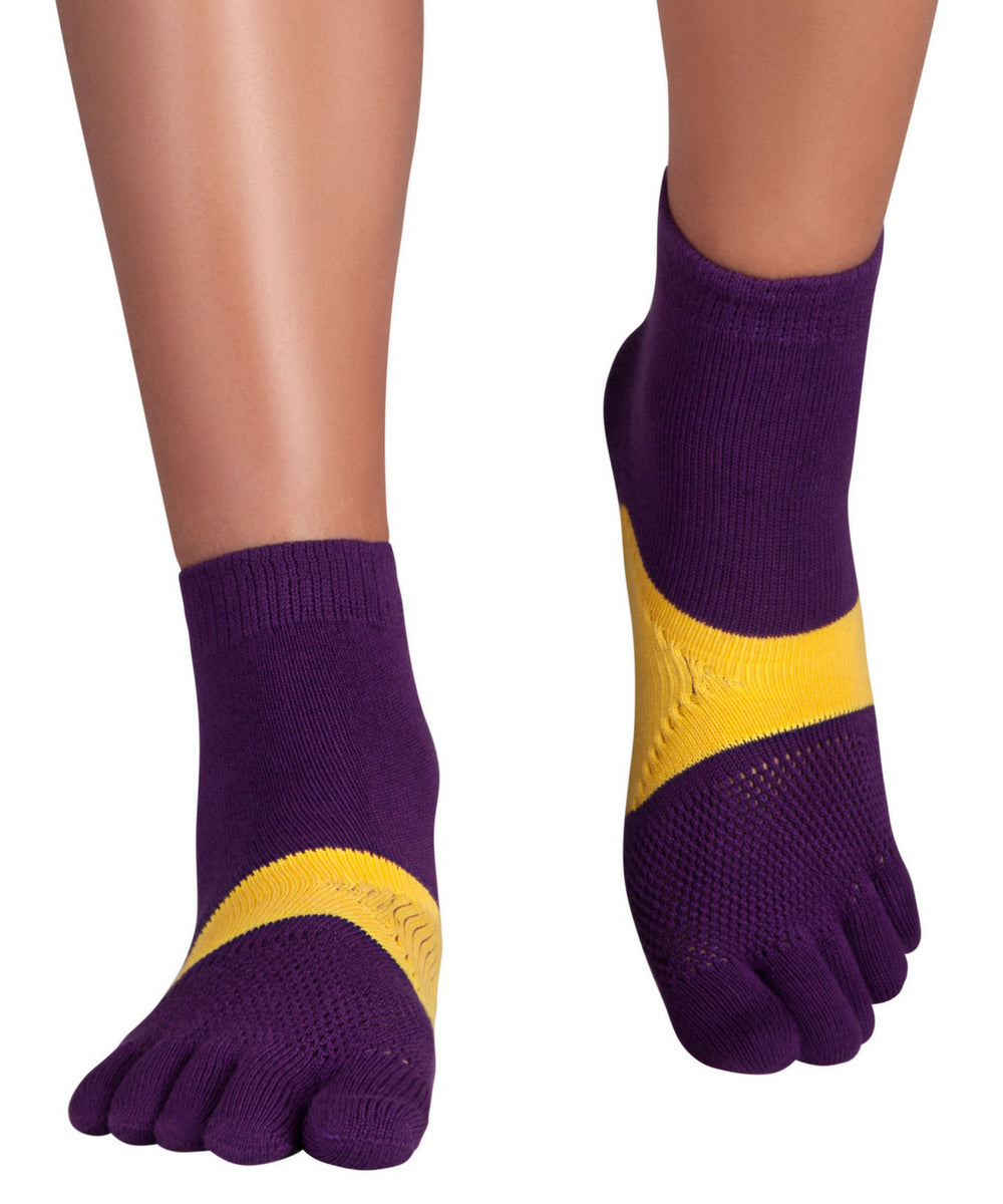 Knitido Marathon chaussettes à orteils pour le sport et les courses de longue distance - violet / jaune 