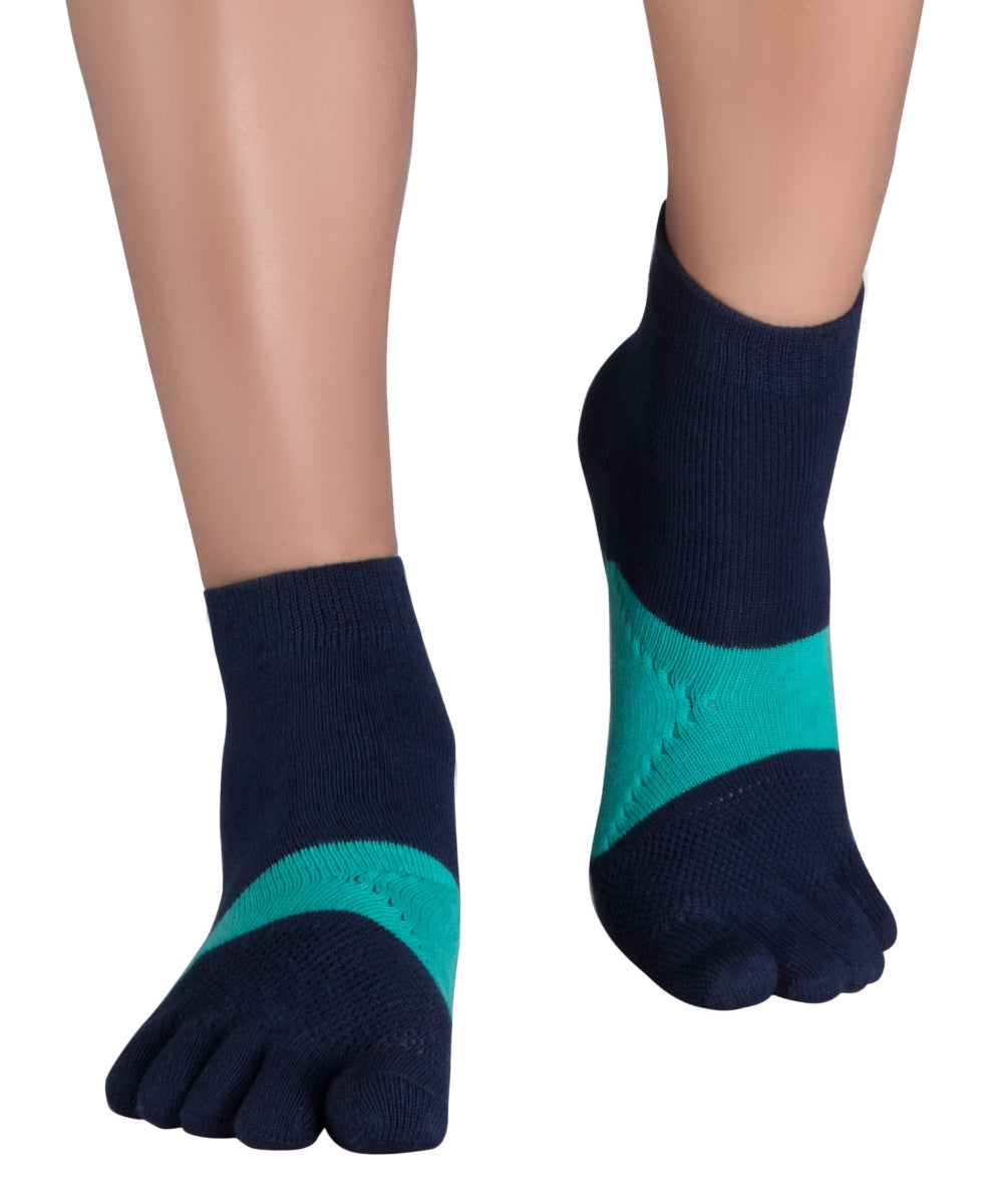 Knitido Marathon toe socks for sports and long distance running - Navy / Sea Green 