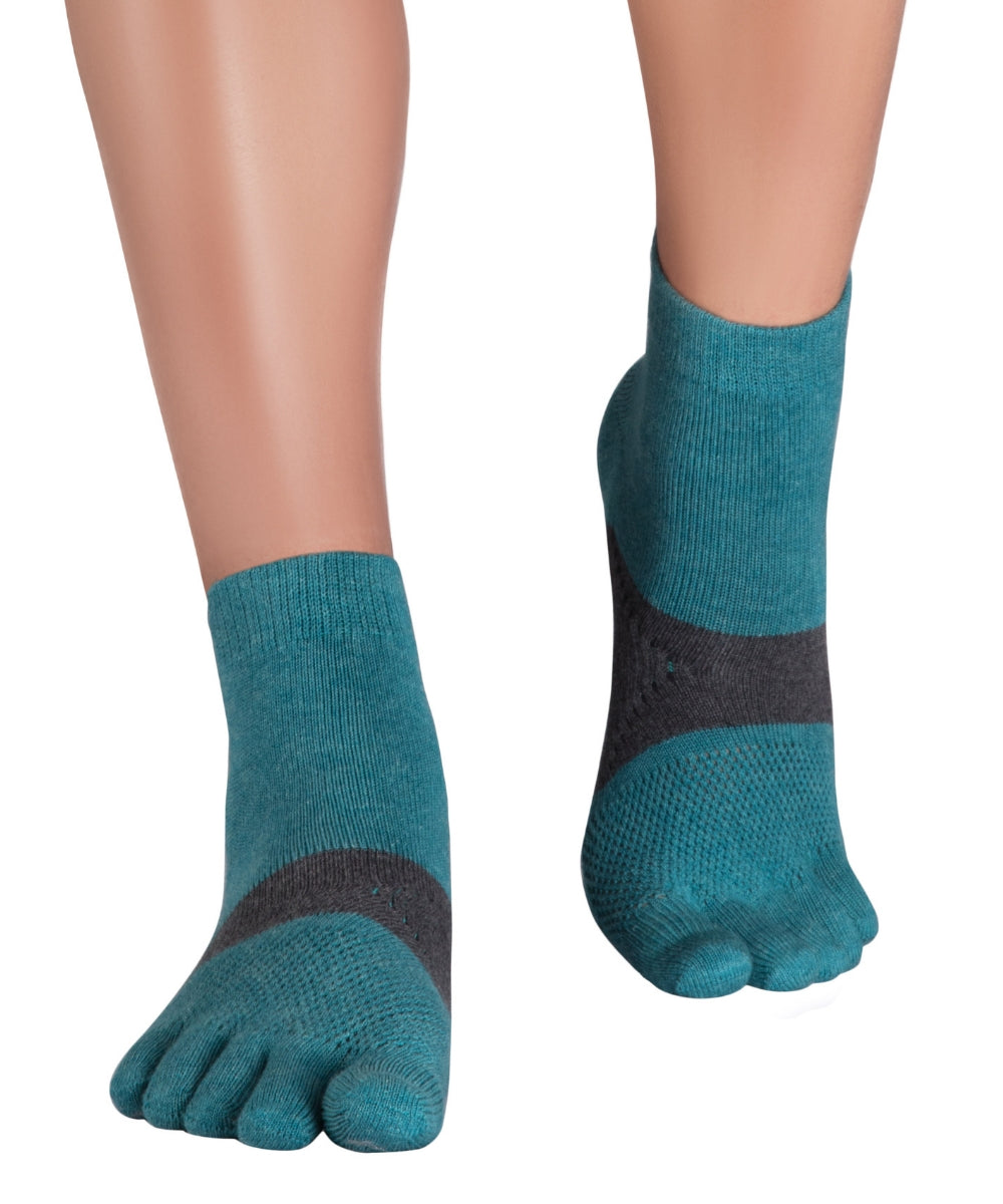 Knitido Marathon toe socks for sports and long distance running - Smoky Green / Grey