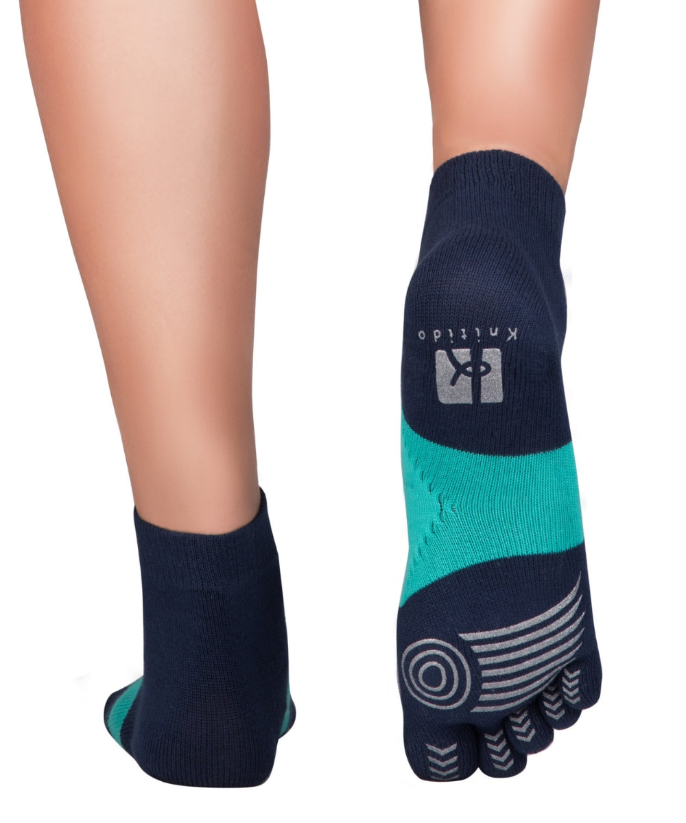 Knitido Marathon toe socks for sports and long distance running - Navy / Sea Green_hinten