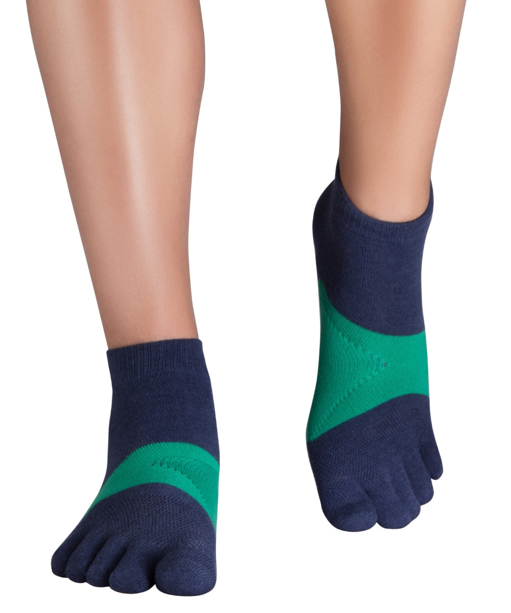 Knitido MTS calcetines ultraligeros maratón dedo del pie de Coolmax para los deportes: correr, fitness, ciclismo, crossfit también en días calurosos en azul / verde
