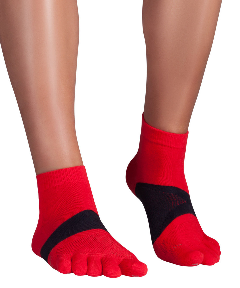 Knitido MTS ultralite Marathon calze con dita  per lo sport: corsa, fitness, ciclismo, crossfit in Coolmax anche nelle giornate più calde in rosso / navy 