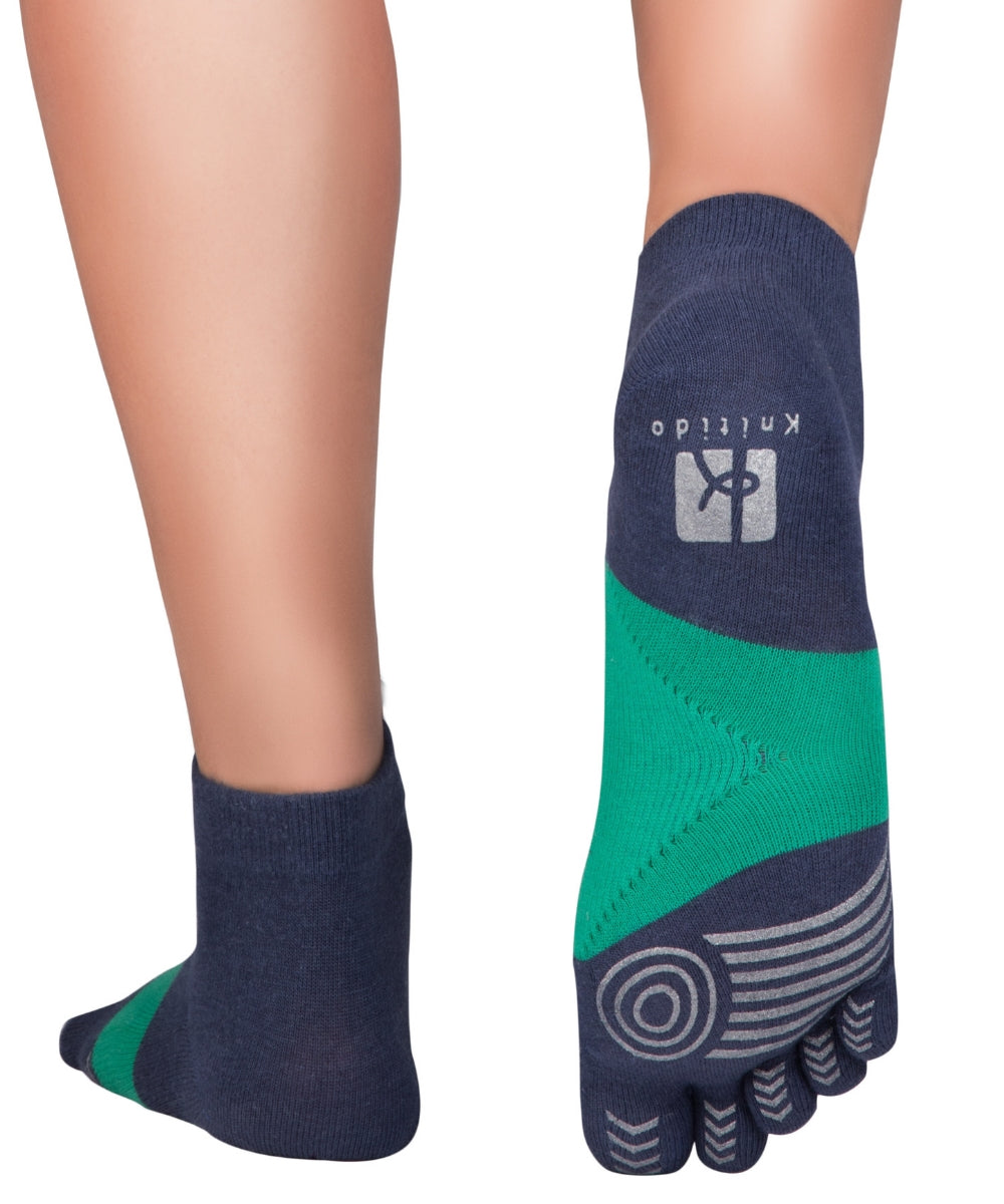 Knitido MTS calcetines ultraligeros maratón dedo del pie de Coolmax para los deportes: correr, fitness, ciclismo, crossfit también en días calurosos en azul / verde