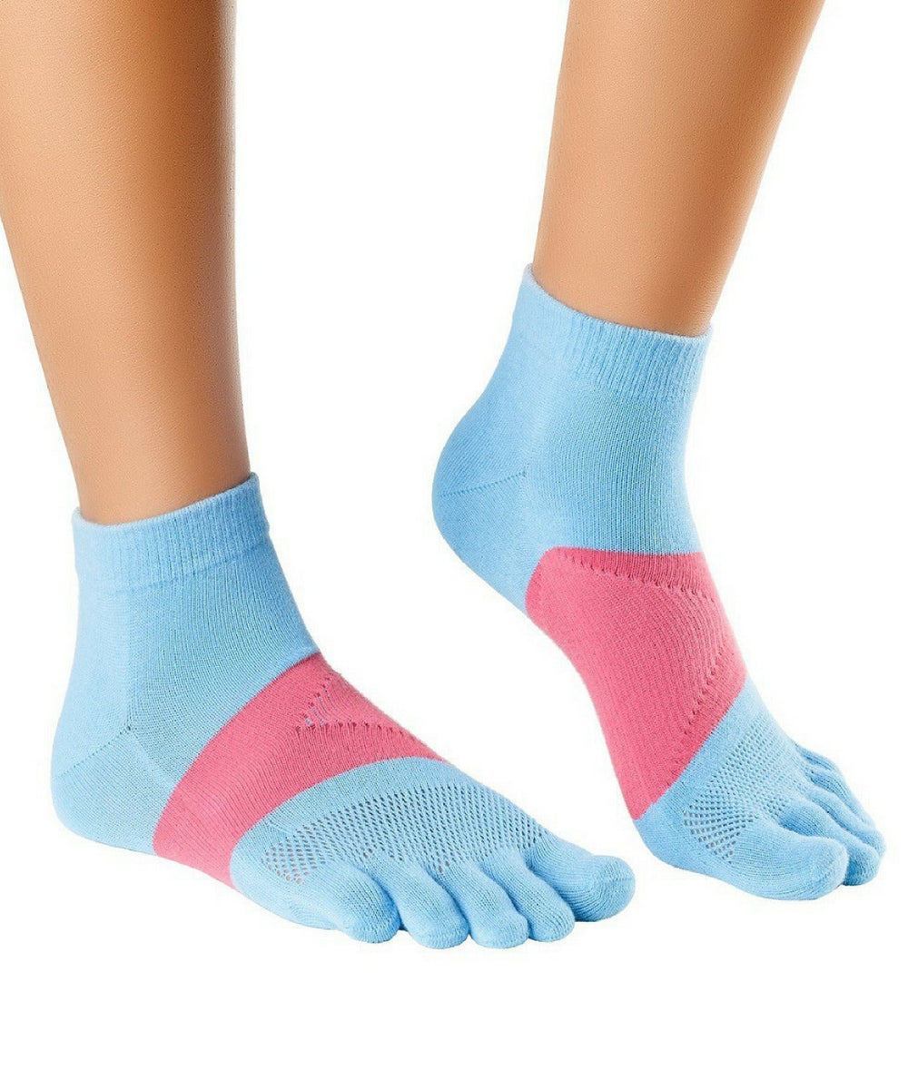 Knitido MTS ultralite Marathon chaussettes à orteils en Coolmax pour le sport : course à pied, fitness, cyclisme, crossfit même par temps chaud en bleu clair / rose