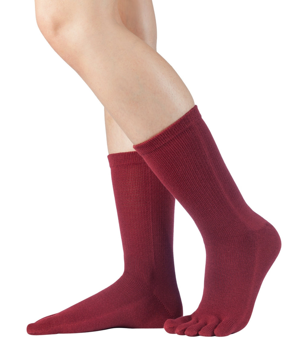 Knitido Essentials chaussettes à orteils en coton rouge vin