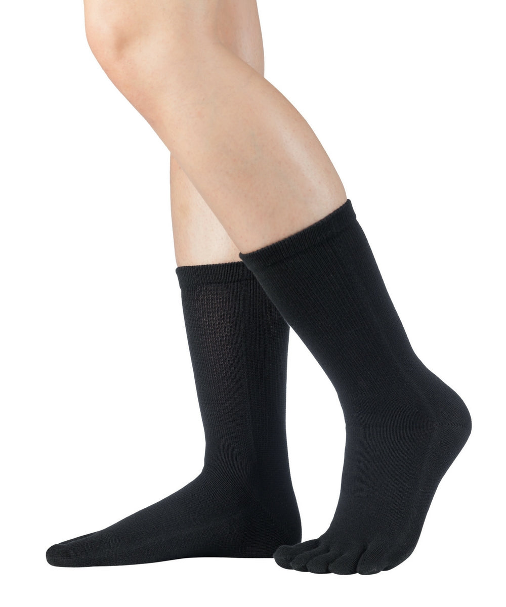 Knitido ESSENTIALS WADENLANGE chaussettes à orteils en coton pour tous les jours en noir 