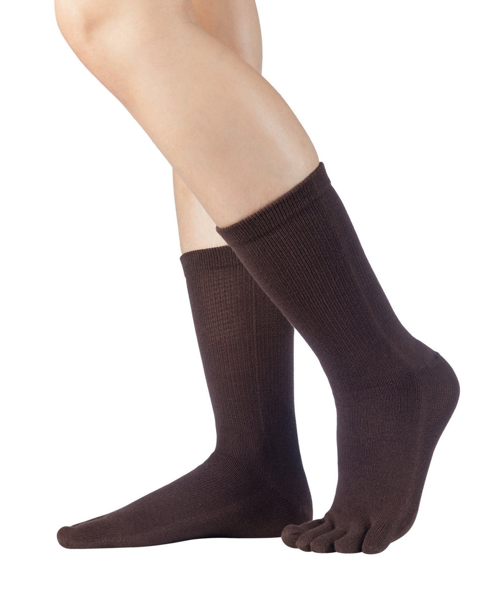 Knitido ESSENTIALS WADENLANGE chaussettes à orteils en coton pour tous les jours en marron 