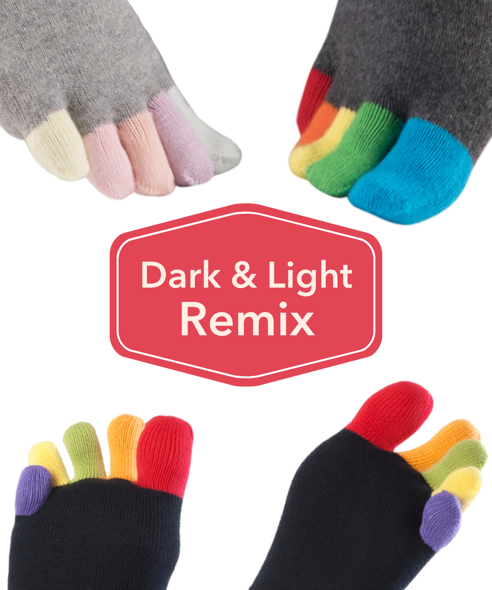 knitido bunte short chaussettes à orteils paquet économique dark and light remix