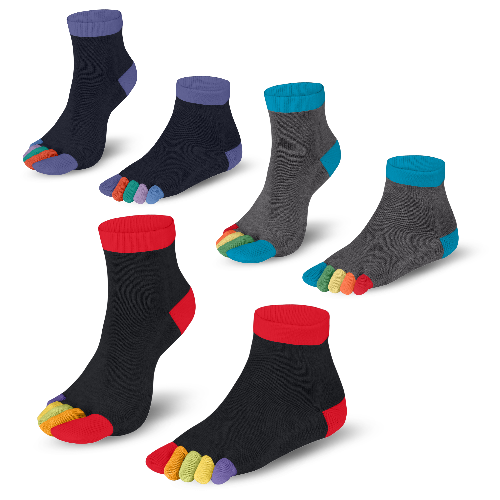 Regenbogen korte sokken, in een remix van 3 - Knitido®