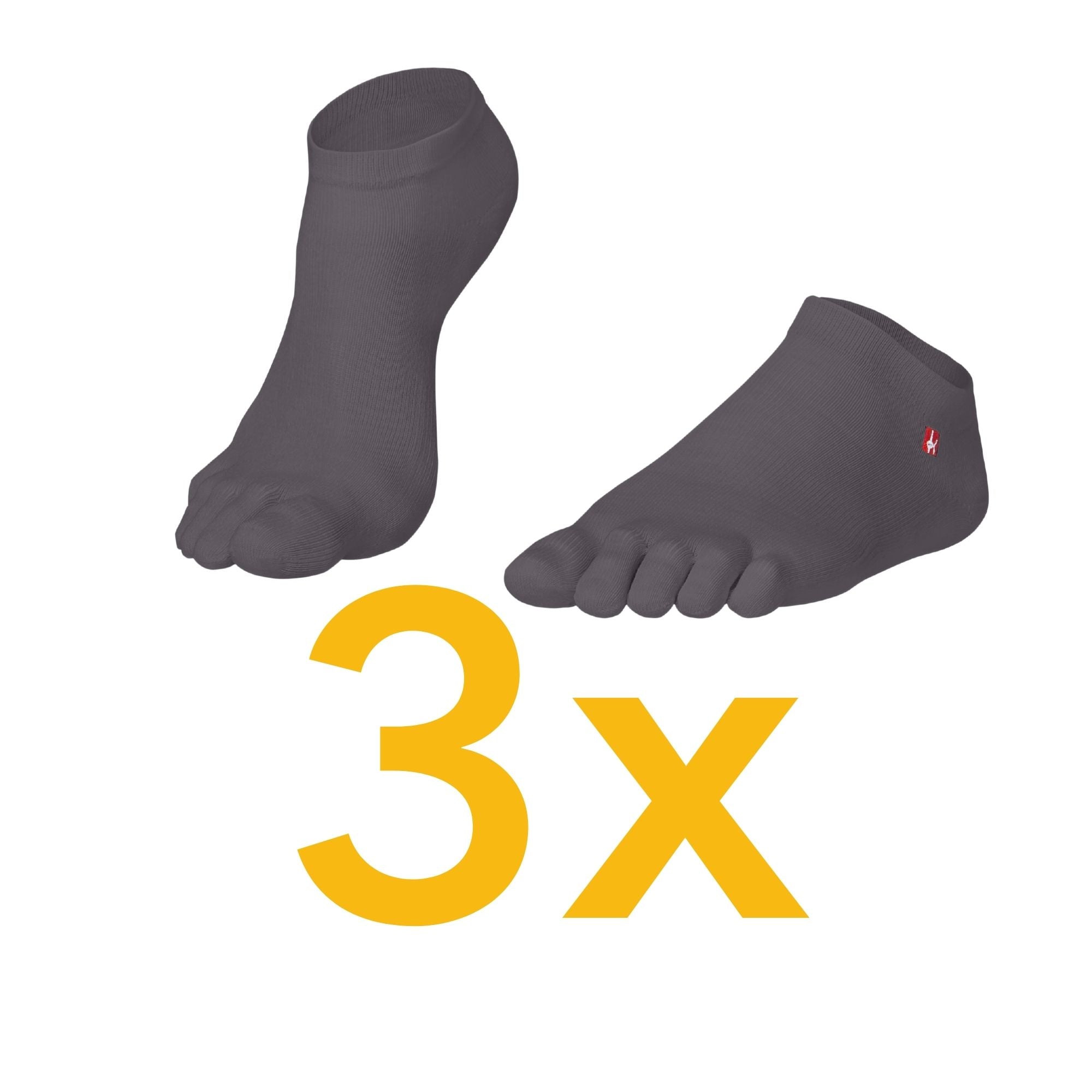 3-pack Sport-calze con dita in Coolmax e cotone di Knitido in grigio
