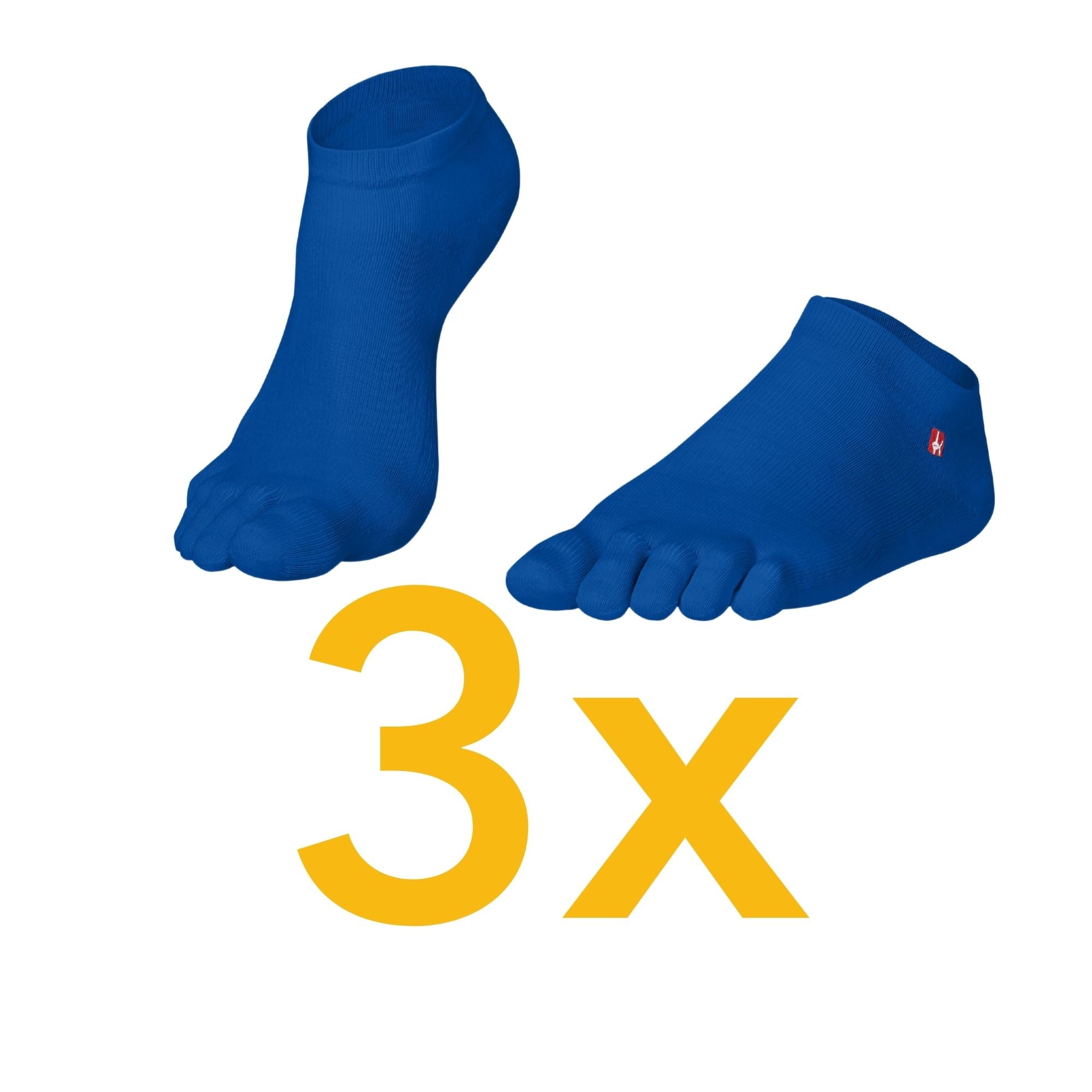 3 pezzi Sport-calze con dita in Coolmax e cotone di Knitido in blu mandarino