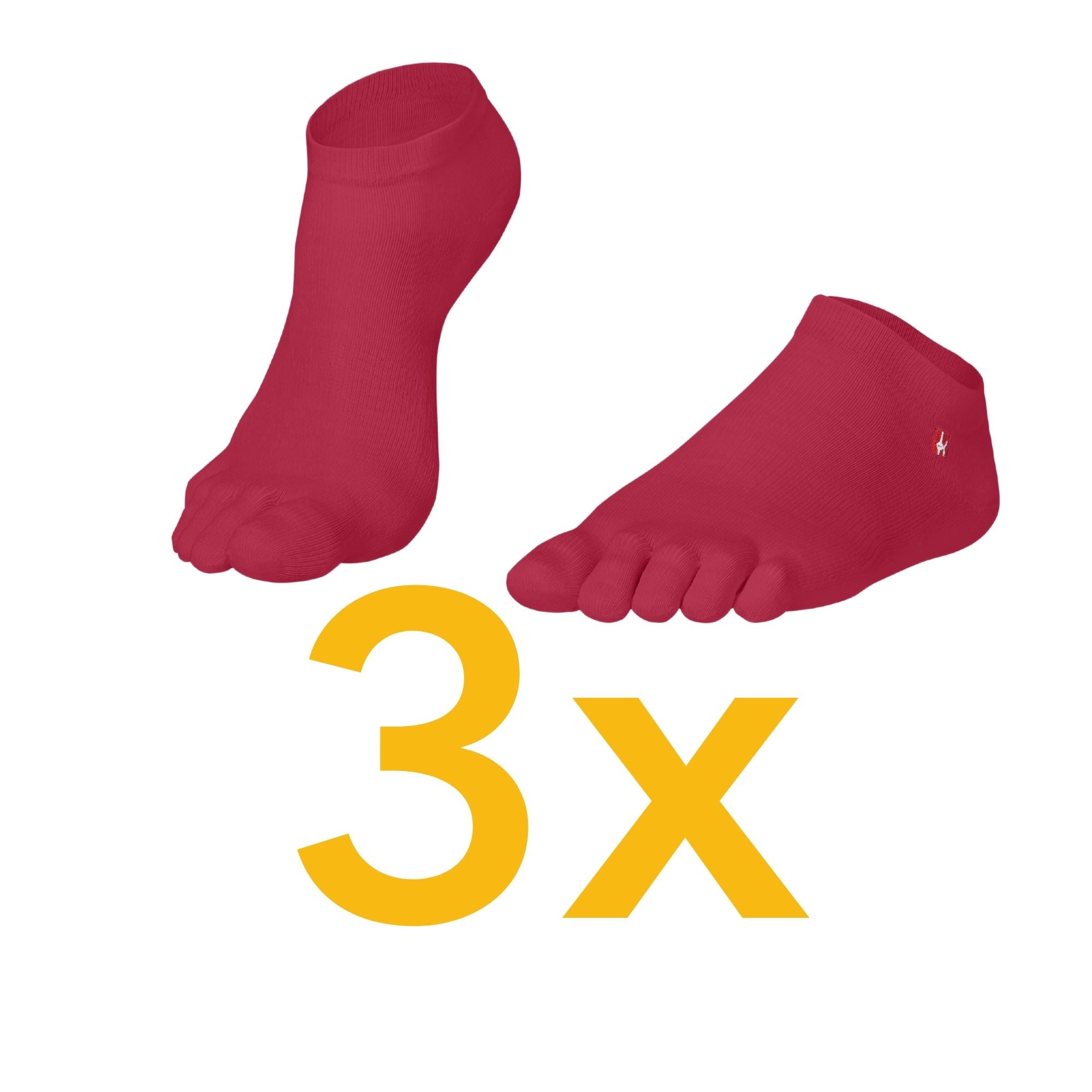 3 pezzi Sport-calze con dita in Coolmax e cotone di Knitido in rosso marsala