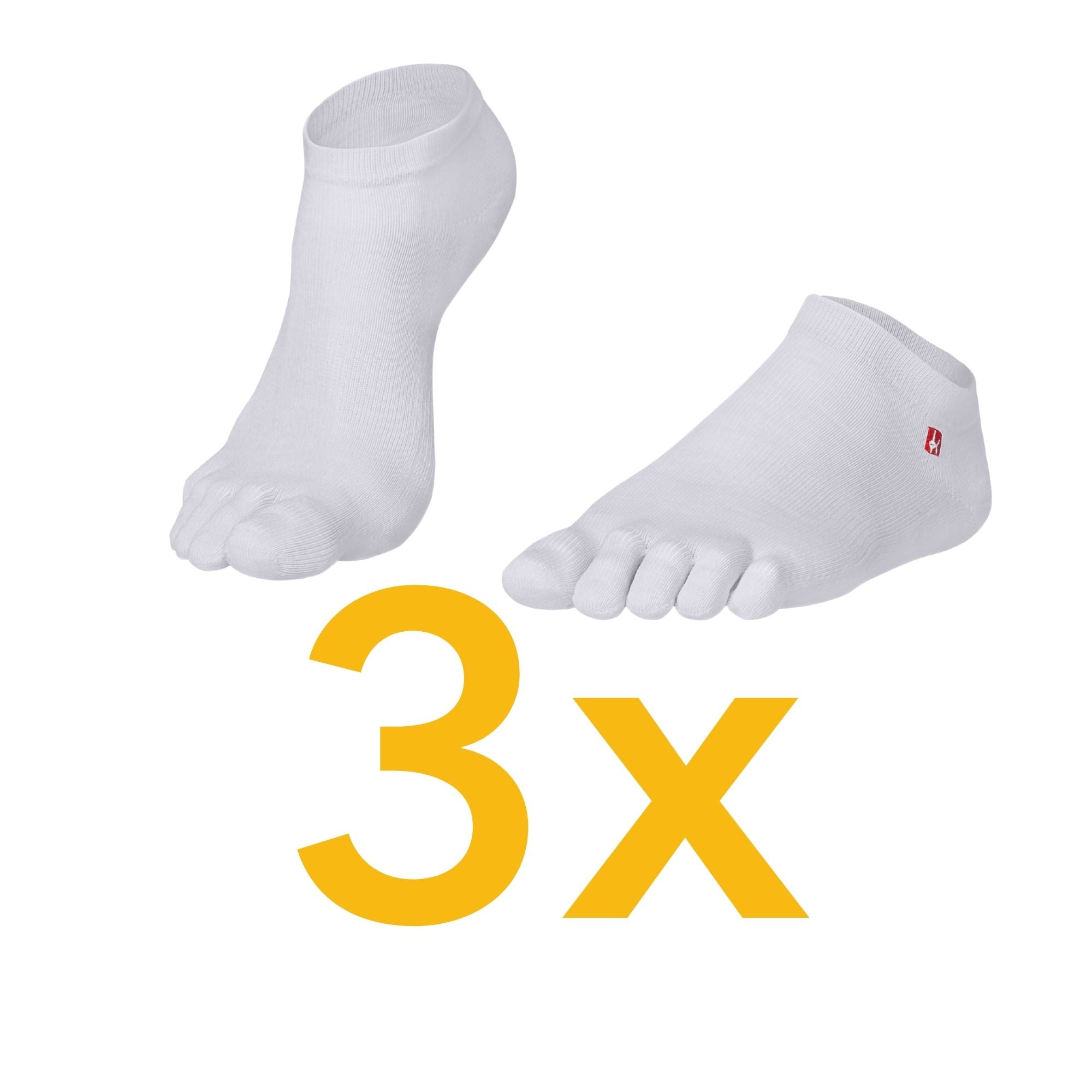 3 pezzi Sport-calze con dita in Coolmax e cotone di Knitido in bianco