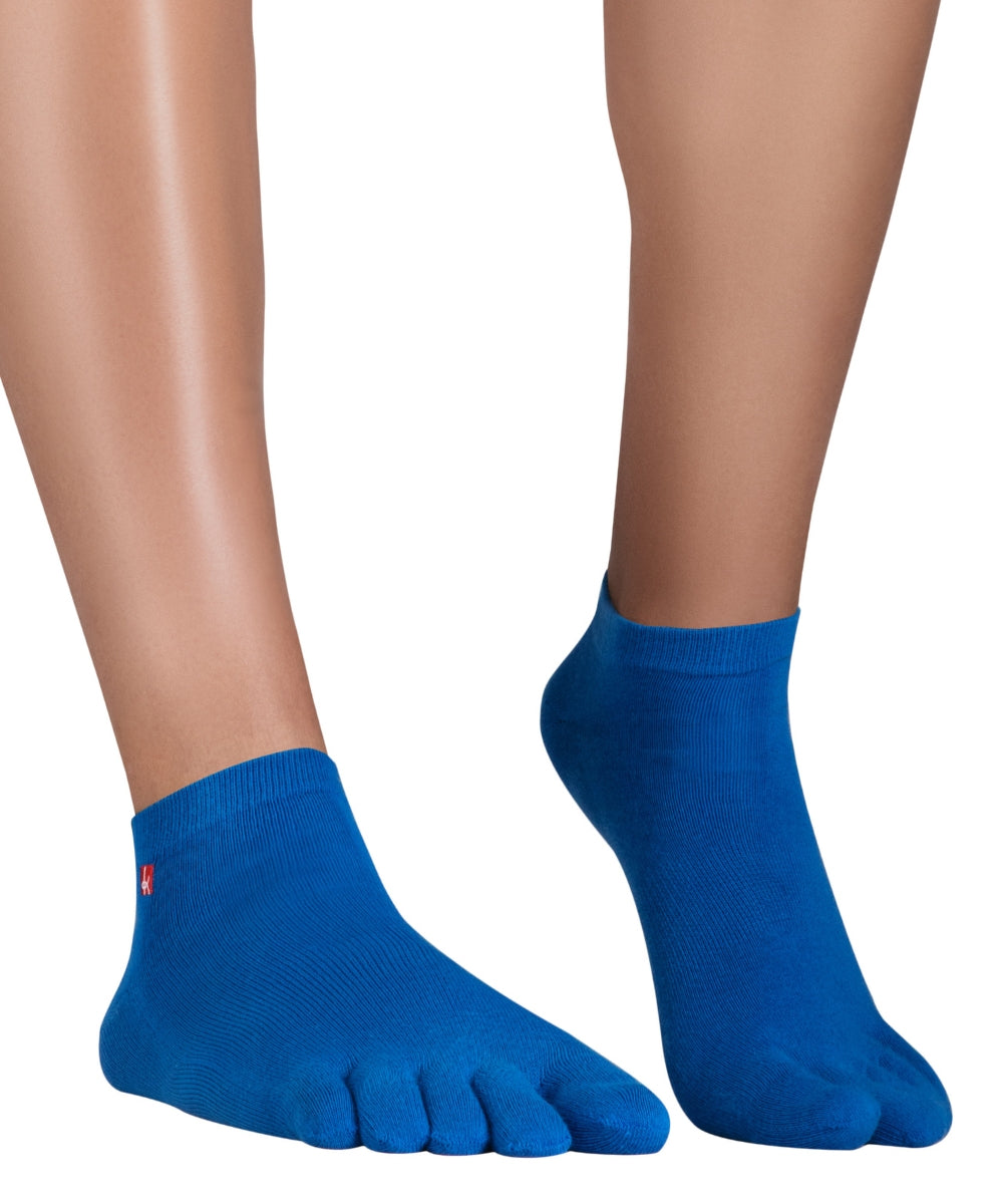 3 pezzi Sport-calze con dita in Coolmax e cotone di Knitido in blu mandarino