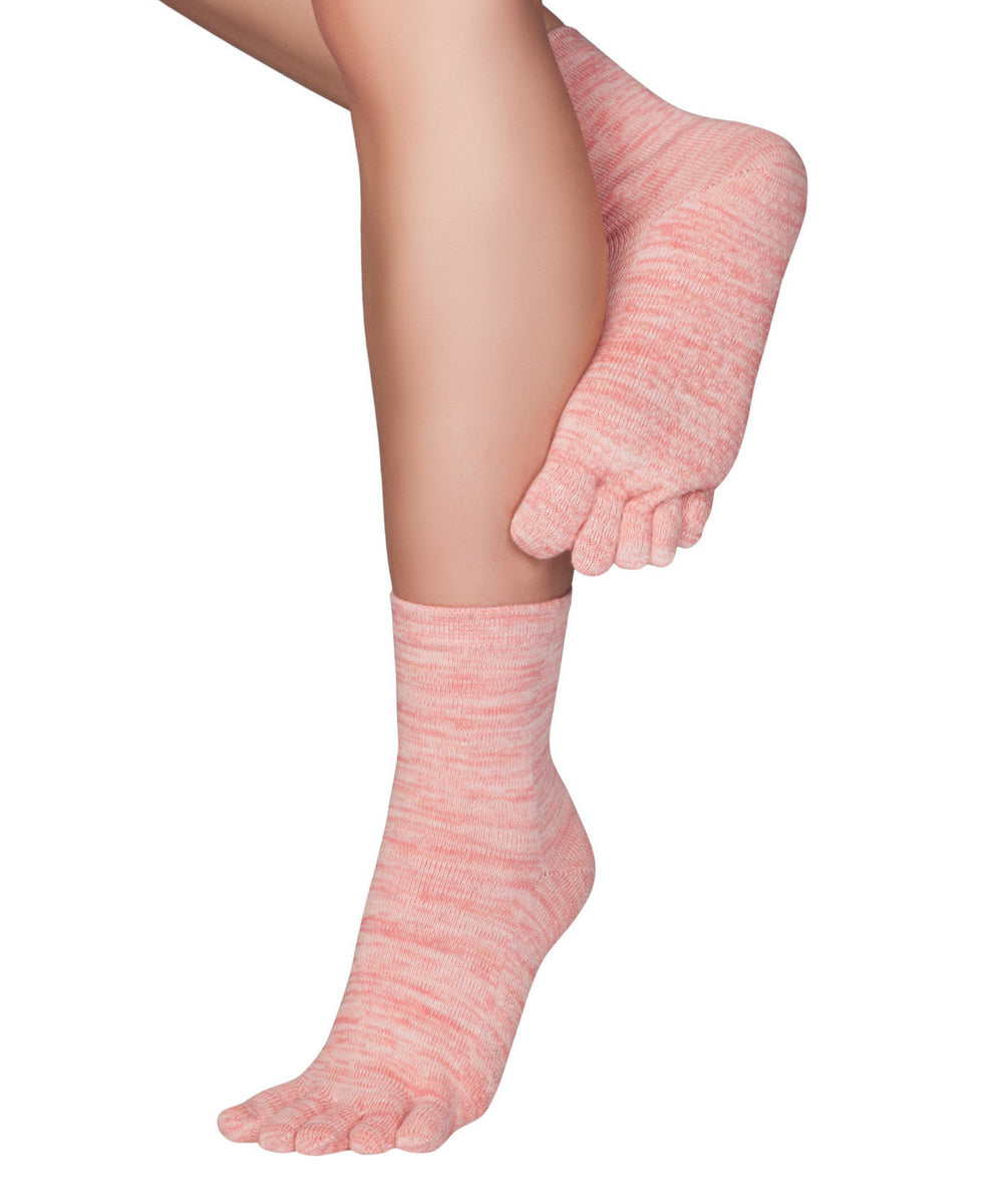 Knitido Fruits & Pepper toe socks with grip for yoga and pilates pink non-slip toe socks for women
