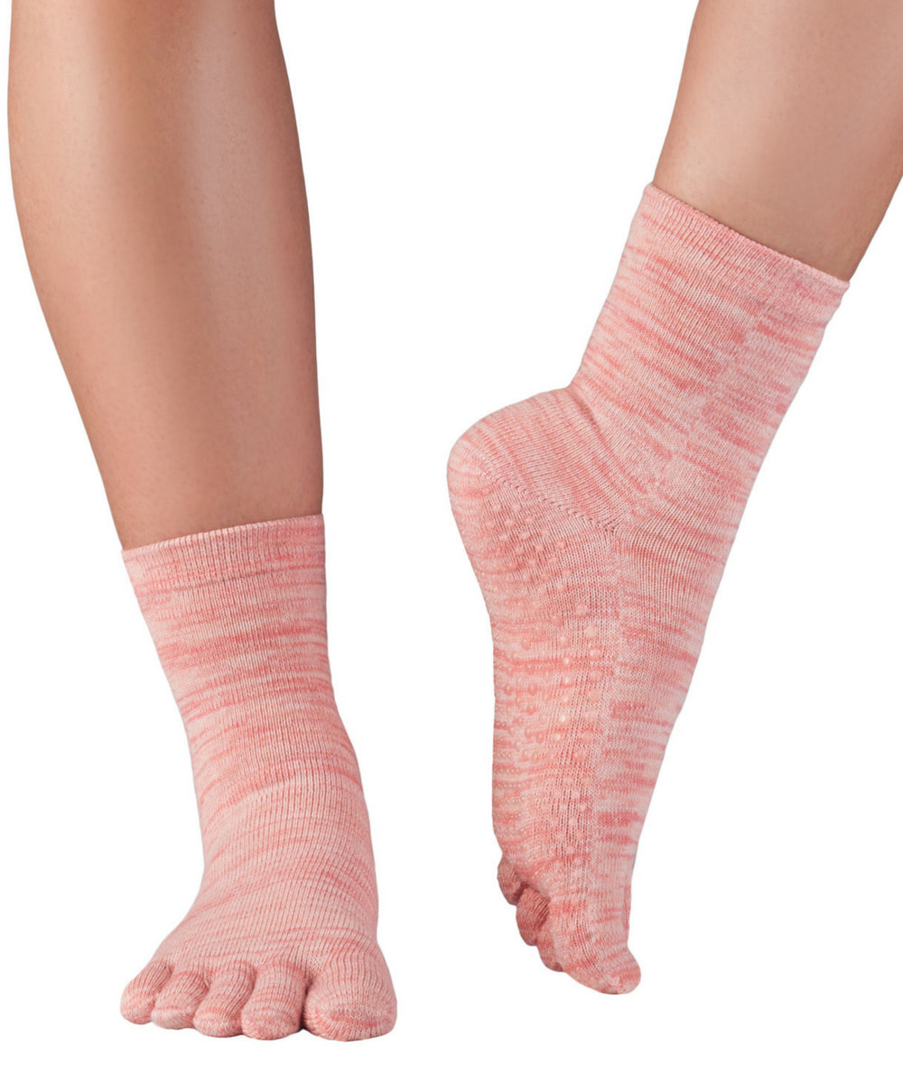 Knitido Fruits & Pepper toe socks with grip for yoga and pilates pink non-slip toe socks for women