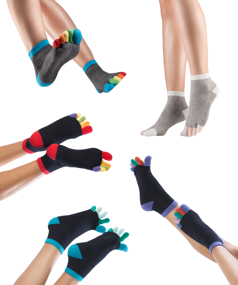 SHORT TOE SOcks WITH COLOURFUL TOES IN 95% COTTON, FOR WOMEN, MEN AND CHILDREN IN ALL COLOURS