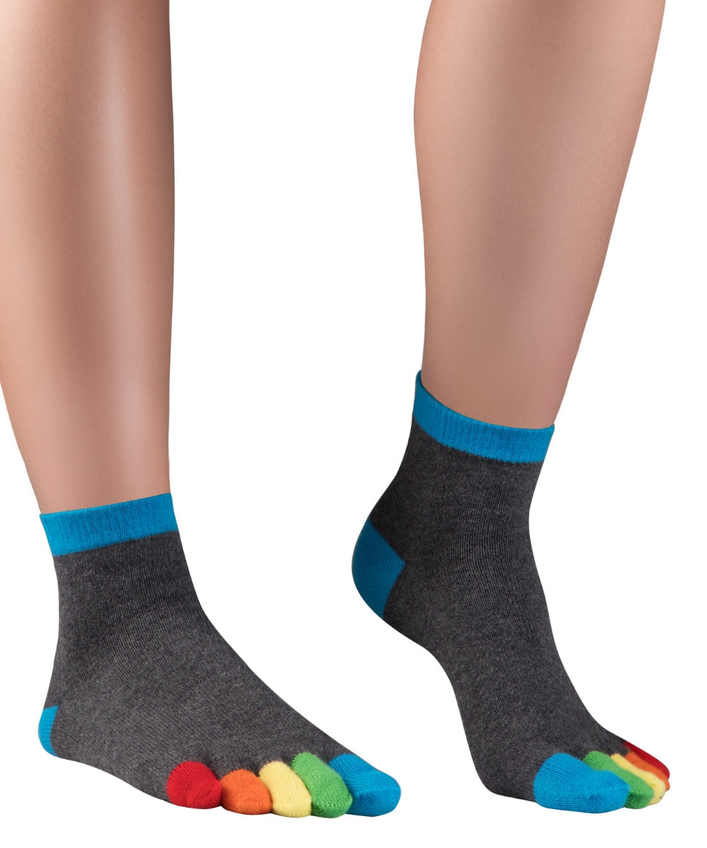 Knitido Rainbow Moods ankle length toe socks with colorful toes for women men children