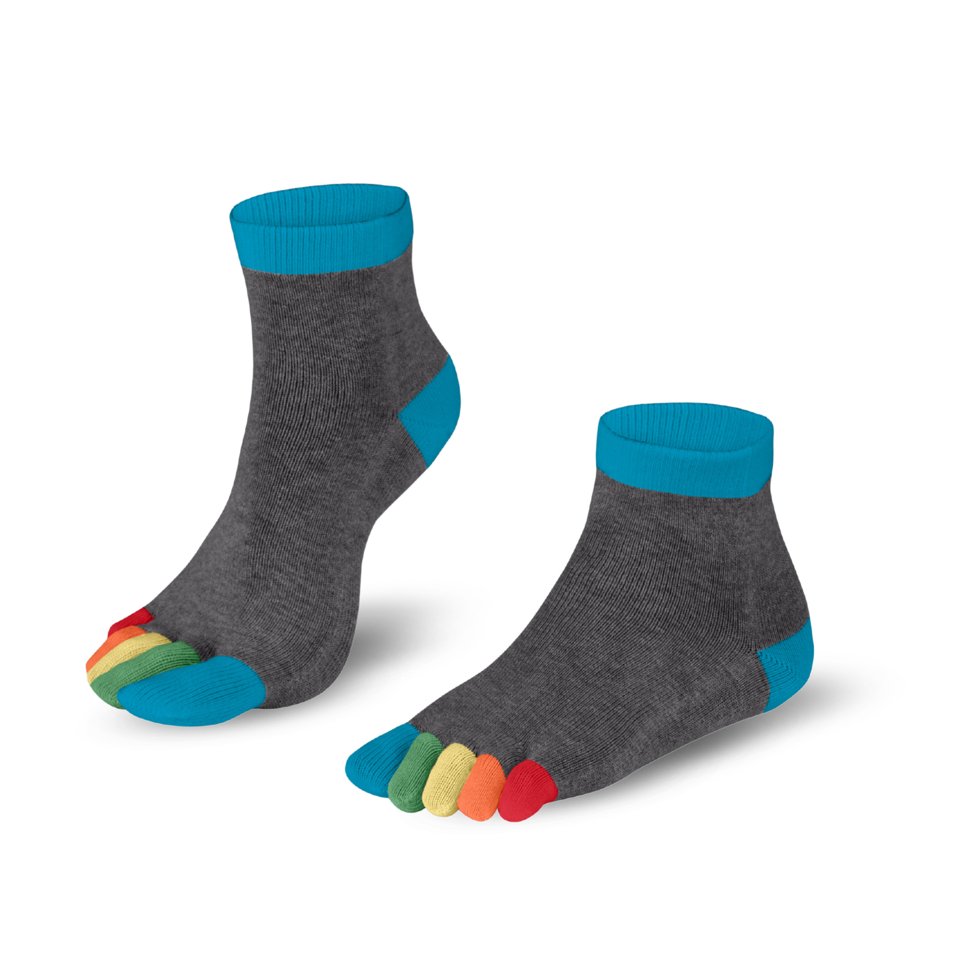 Regenbogen, korte sokken met kleurrijke tenen - Knitido®