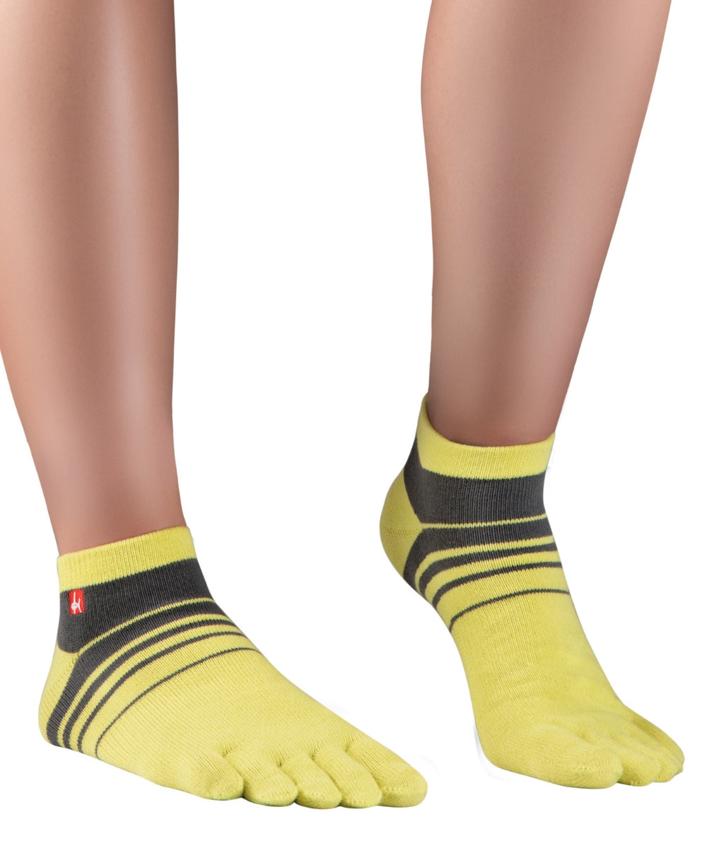Knitido Atletismo y Trail Gira Puntera Calcetines Zapatilla con Coolmax Señoras Hombres Amarillo
