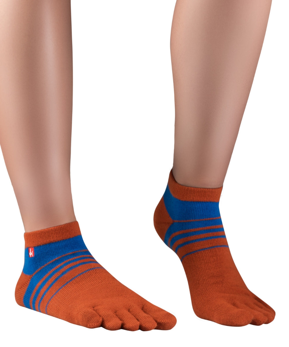 Knitido Track and Trail Spins toe socks sneaker with Coolmax ladies men orange
