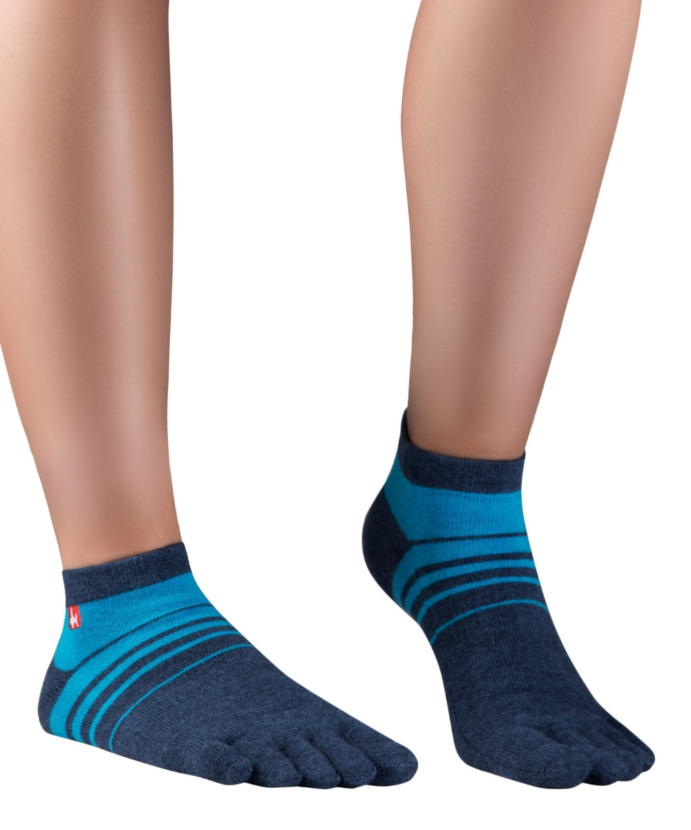 Knitido Track and Trail Spins toe socks sneaker with Coolmax ladies men navy