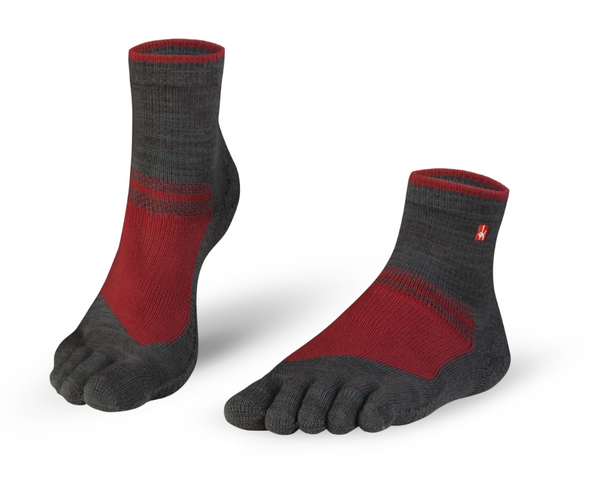 Outdoor Midi Hiing toe socks Zehensocken zum Wandern grau und rot grey and red